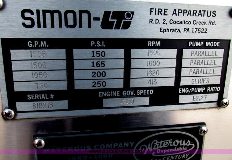 image for item F7365 1982 Hendrickson 1871-WS pumper/ladder fire truck