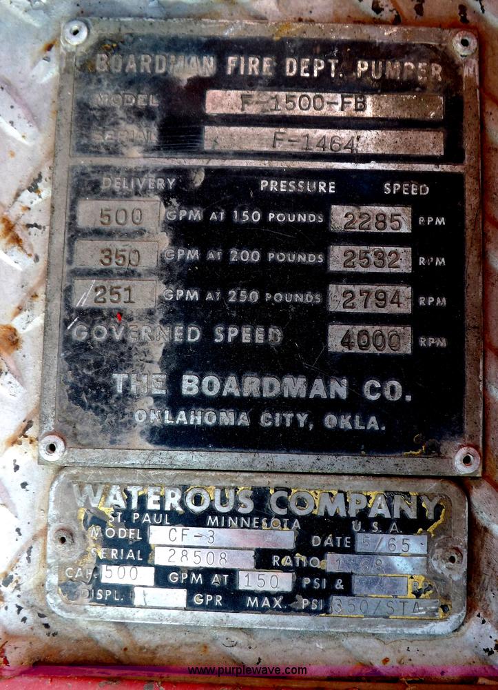 image for item H1874 1965 Ford 600 fire truck