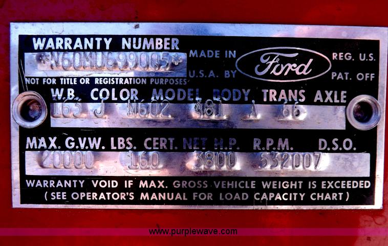 image for item H1874 1965 Ford 600 fire truck