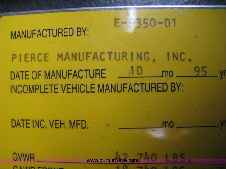 image for item H5390 1995 Pierce pumper fire truck