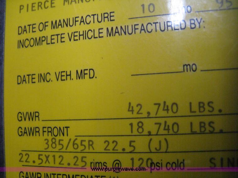 image for item H5391 1995 Pierce pumper fire truck