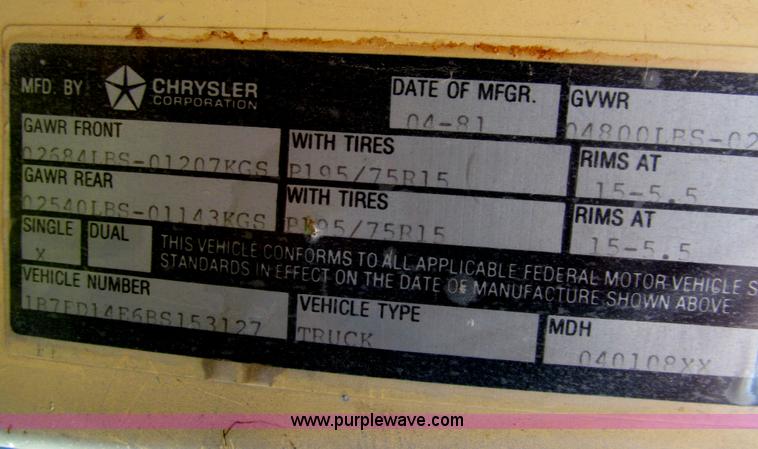 image for item H8984 1981 Dodge Ram D150 pickup truck