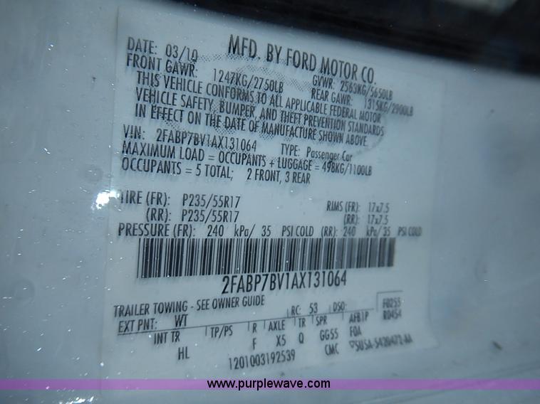 image for item J3221 2010 Ford Crown Victoria Police Interceptor