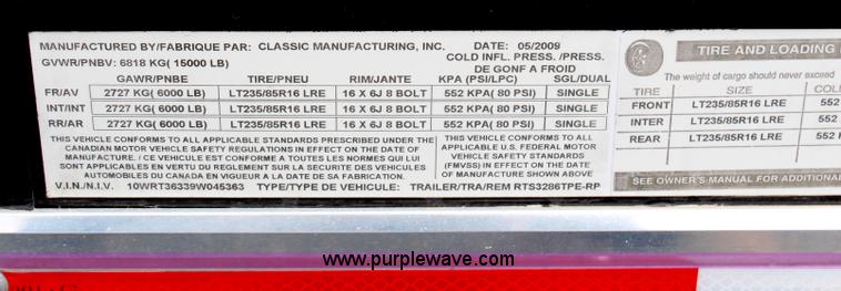 image for item H2546 2009 Classic stacker trailer