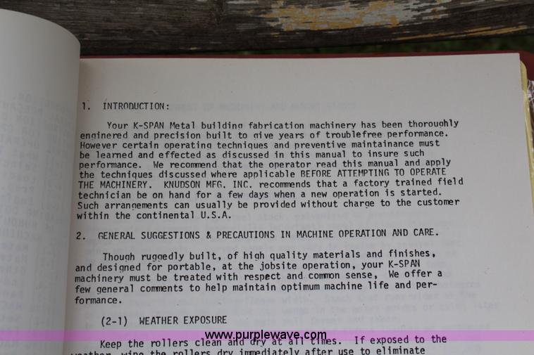 image for item H2694 Knudson Kspan roll form machine