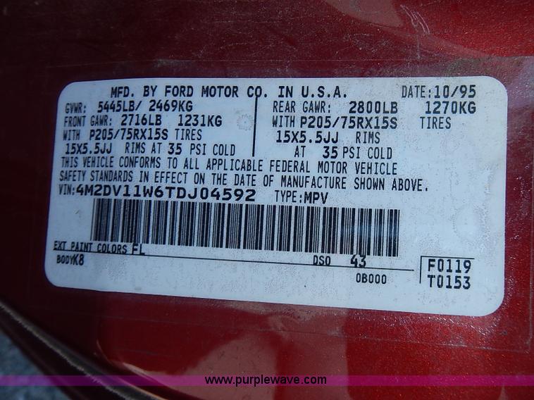 image for item I3611 1996 Mercury Villager GS van