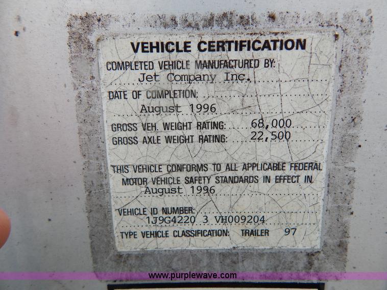 image for item H3396 1997 Jet 42' grain hopper trailer