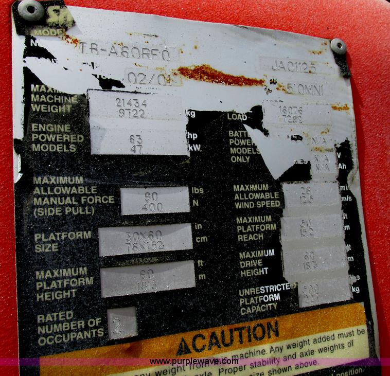 image for item AN9017 2001 Snorkel TBA60RF0 boom lift