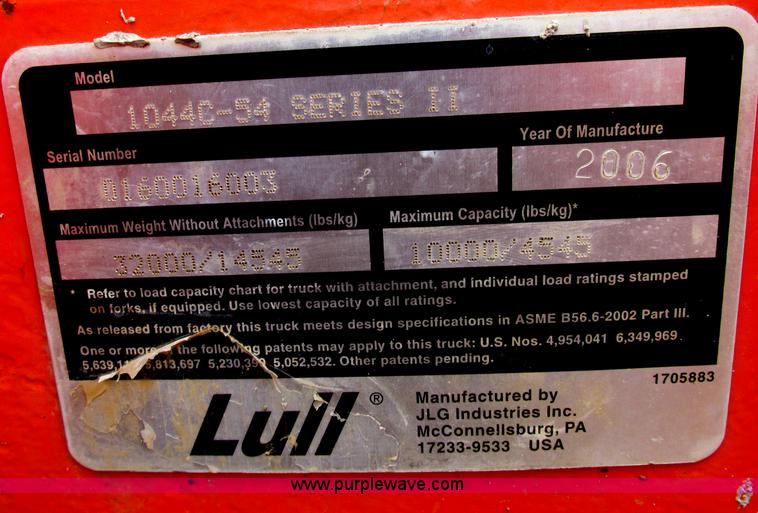 image for item F4899 2006 Lull 1044C-54 Series II telehandler