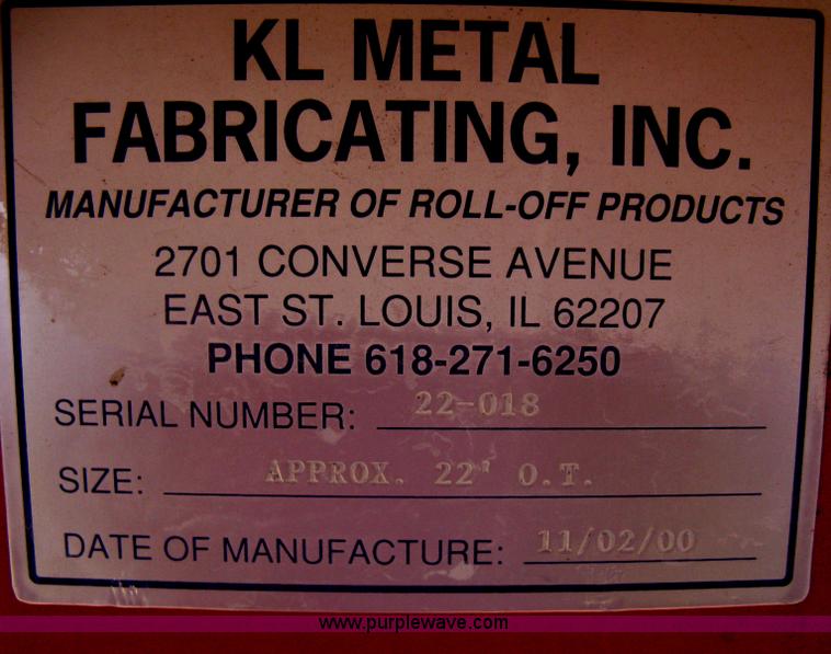 image for item H5427 2000 KL Metal Fab roll off dumpster