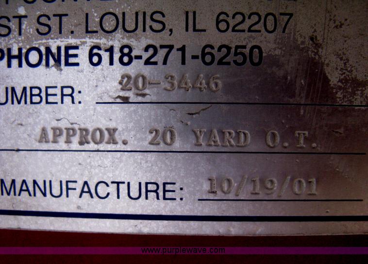 image for item H5428 2001 KL Metal Fab roll off dumpster