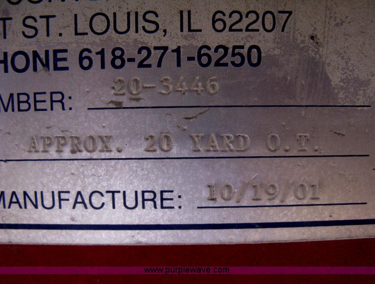 image for item H5428 2001 KL Metal Fab roll off dumpster