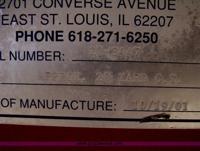 image for item H5429 2001 KL Metal Fab roll off dumpster