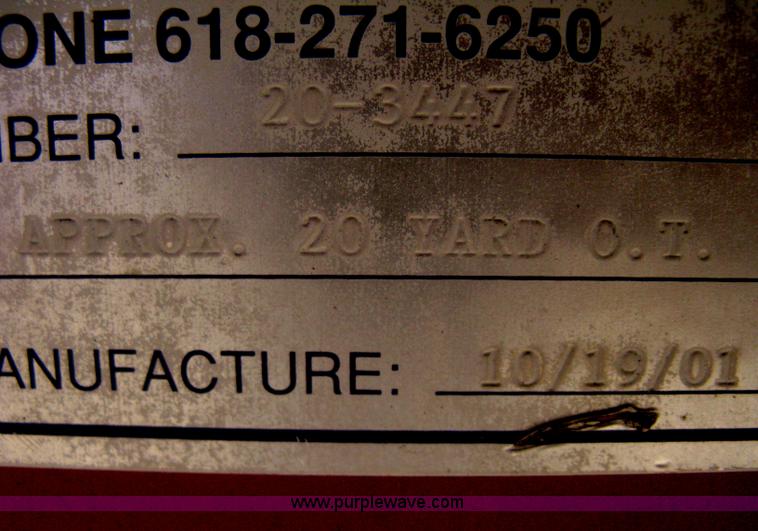 image for item H5429 2001 KL Metal Fab roll off dumpster