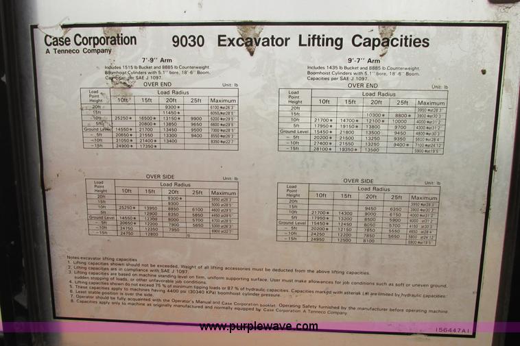 image for item I9594 1994 Case 9030 excavator
