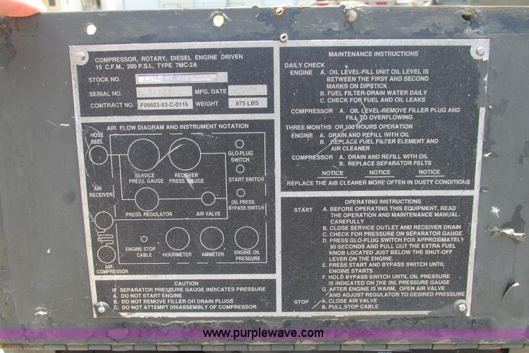 image for item I9604 1993 U.S. Air Force 7MC2A air compressor