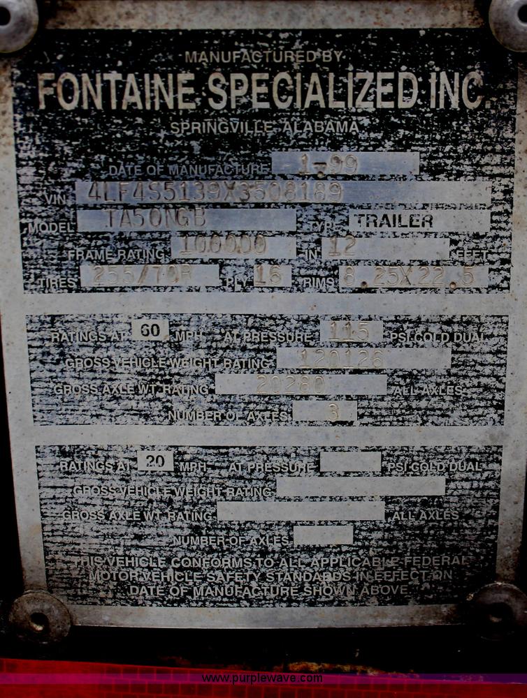 image for item J1146 1999 Fontaine TA50NGB lowboy trailer