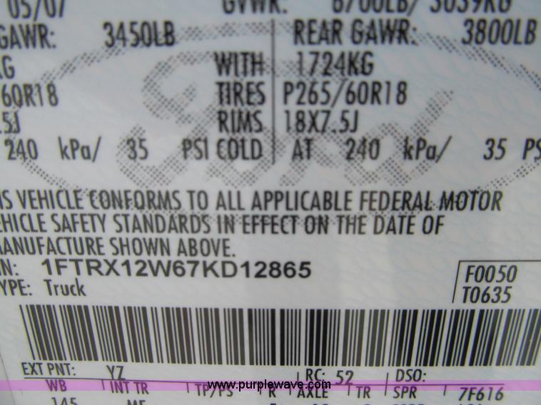 image for item H8931 2007 Ford F150 XLT SuperCab pickup truck