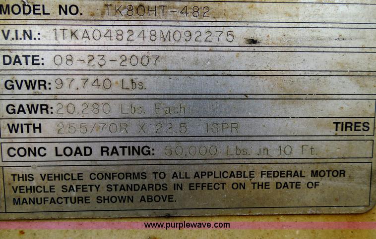 image for item I8999 2008 Trail King TK80HT-482 Hydratail trailer