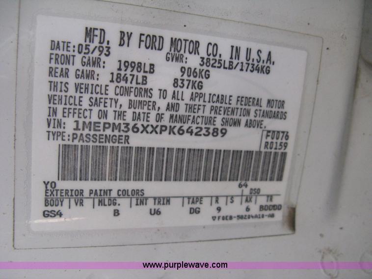 image for item H5351 1993 Mercury Topaz GS