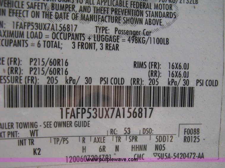 image for item H5378 2007 Ford Taurus SE