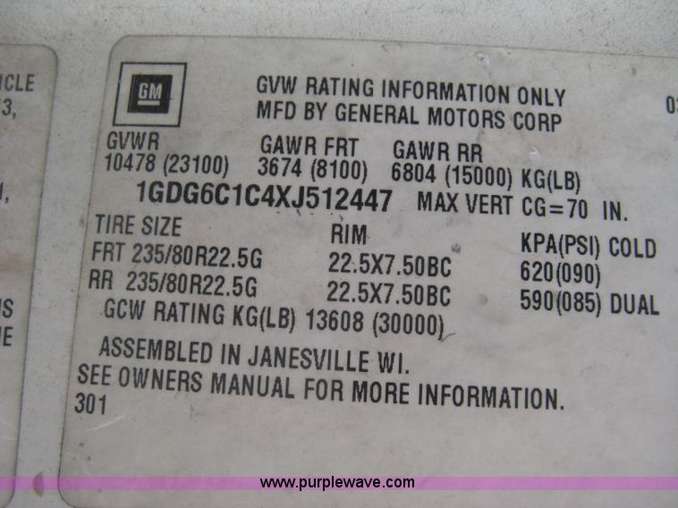 image for item H5382 1999 GMC T6500 box truck