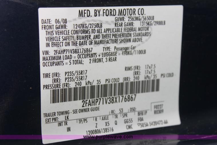 image for item H5384 2008 Ford Crown Victoria Police Interceptor