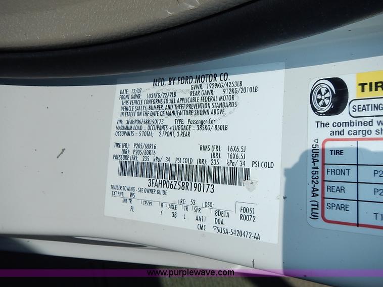 image for item I3577 2008 Ford Fusion S