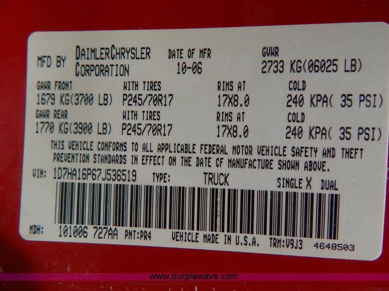 image for item I4676 2007 Dodge Ram 1500 pickup truck