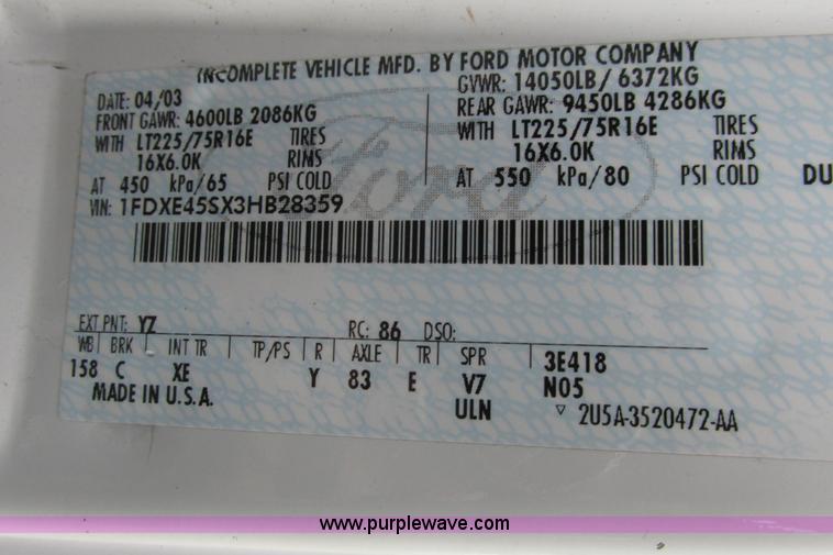 image for item I9547 2003 Ford E450 transit bus