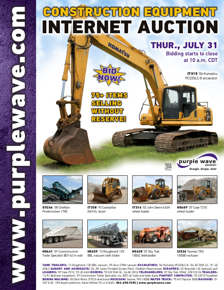 SOLD! Construction Equipment Auction Items Sold 7312014 Purple Wave