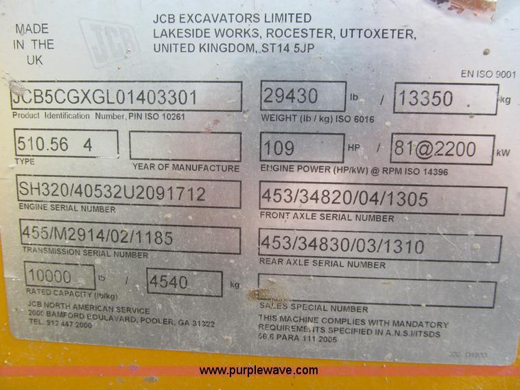 image for item F3502 2012 JCB 510-56 telehandler