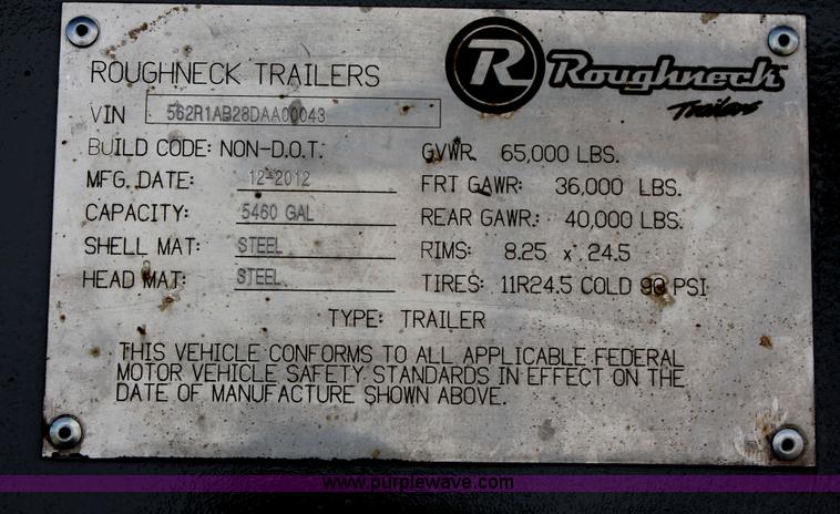 image for item H5639 2013 Roughneck 130 BBL vacuum tank trailer