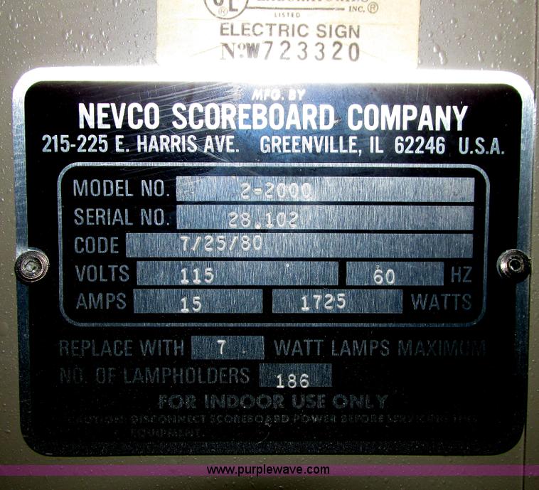 image for item AZ9638 Nevco 2-2000 scoreboard