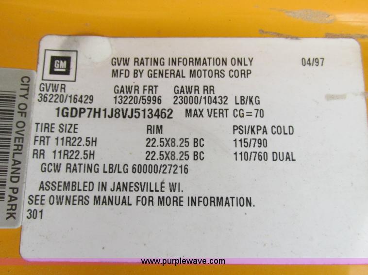 image for item F4897 1997 GMC C8500 dump truck