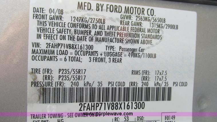 image for item G9263 2008 Ford Crown Victoria Police Interceptor