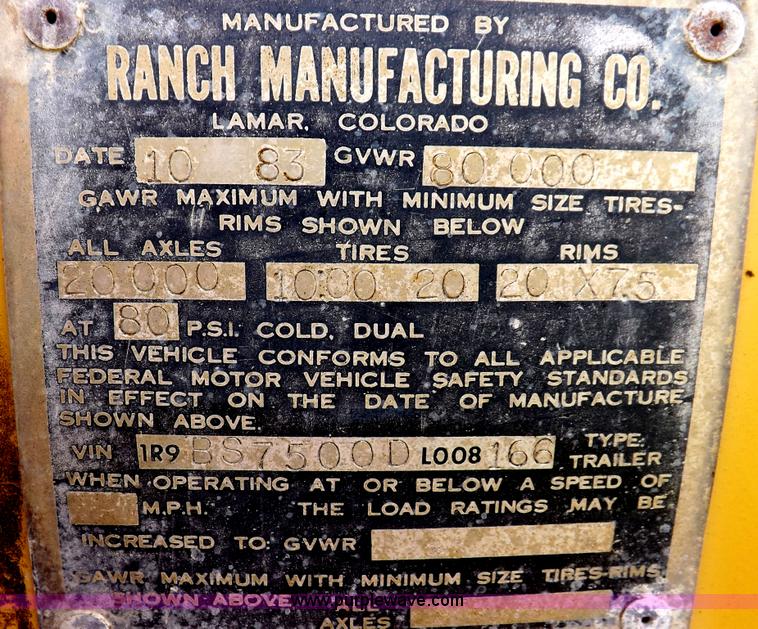 image for item H1803 1983 Ranch belly dump trailer