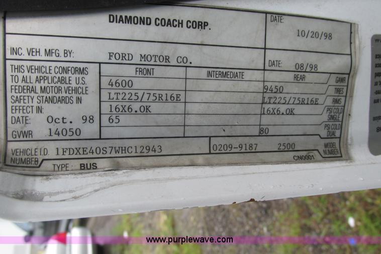 image for item J1184 1998 Ford Econoline E450 transit bus