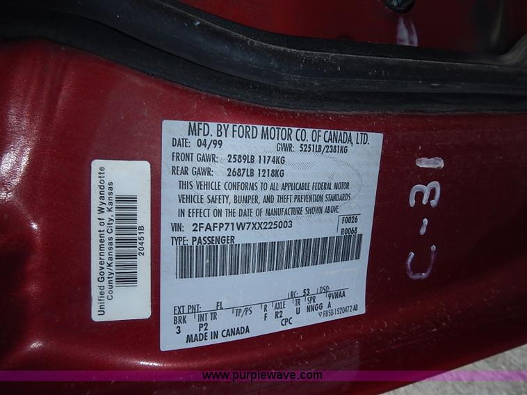 image for item J1196 1999 Ford Crown Victoria Police Interceptor