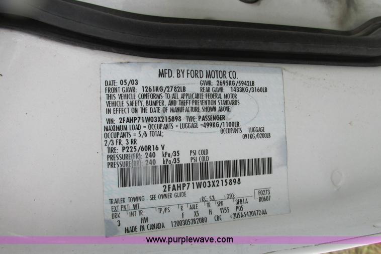 image for item J2199 2003 Ford Crown Victoria Police Interceptor