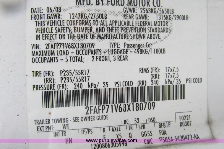 image for item J2205 2008 Ford Crown Victoria Police Interceptor