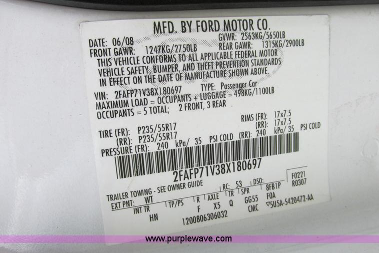 image for item J2210 2008 Ford Crown Victoria Police Interceptor