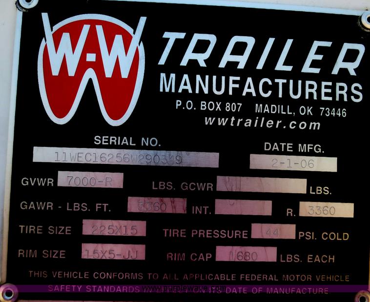 image for item D2108 2006 W-W enclosed trailer