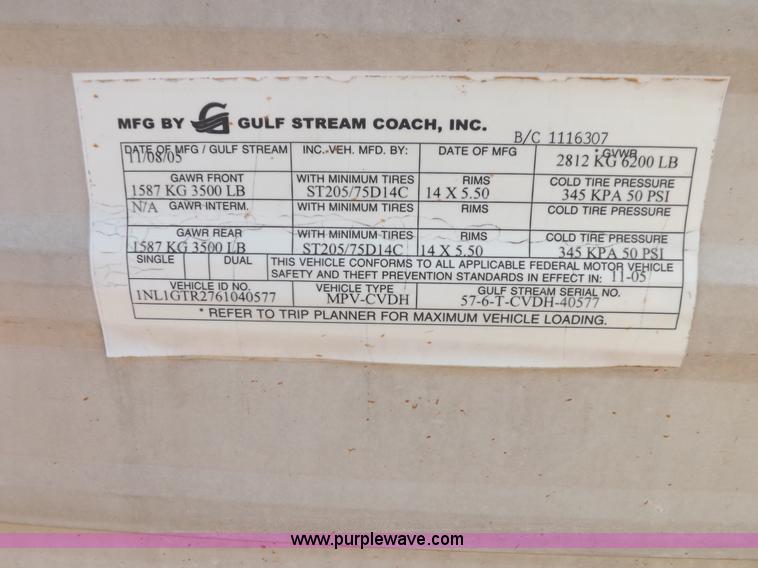 image for item H1789 2006 Gulfstream Cavalier camper