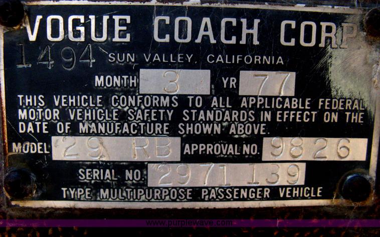 image for item H5348 1977 Vogue Country Club 254 motor home