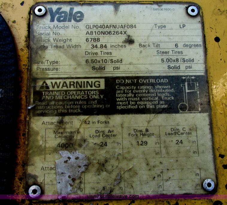 image for item I3492 Yale forklift