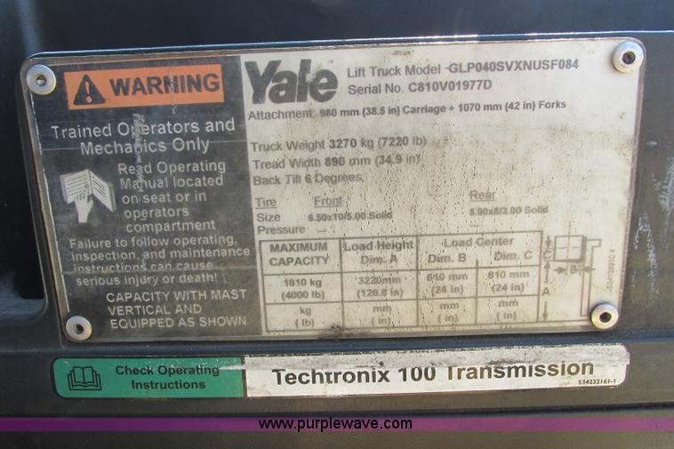 image for item I3493 Yale forklift