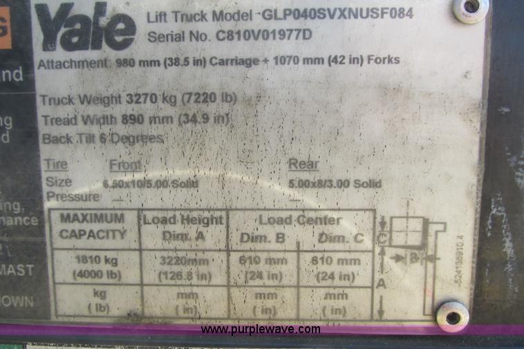 image for item I3493 Yale forklift