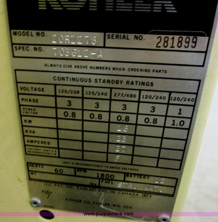 image for item I3881 Kohler 20RZ278 Fast Response II on demand generator