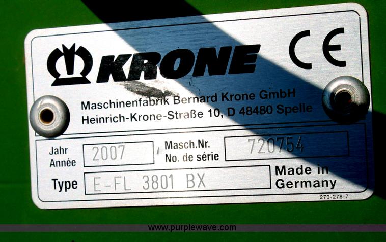 image for item C3936 2007 Krone Easy Flow E-FL 3801BX pickup head